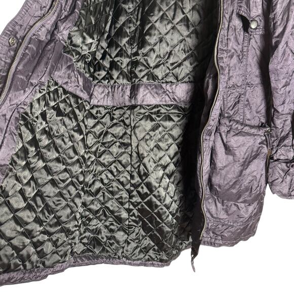 Laundry by Design Eggplant Purple Faux Fur Trim Hood Parka Coat Size Large - Picture 8 of 13